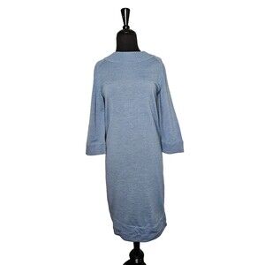 GOLDWORM Vintage 1970s Merino Wool Dress Size 8 Baby Blue 3/4 Sleeves Retro